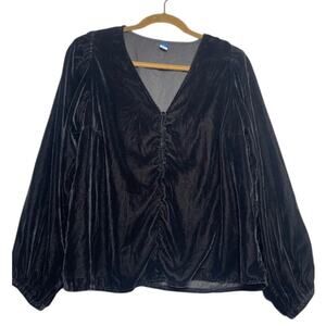 Velvet Long Sleeve Whimsygoth V Neck Top Ren Fair Vamp Romantic Womens Large